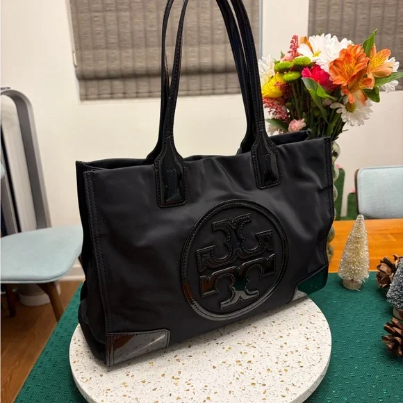 Tory Burch Ella Black Nylon Tote - Picture 1 of 9